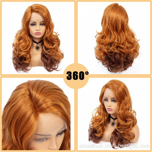 Synthetic Front Lace Wig for Women Wholesale Adjustable Band Daily Life Long Curl Natural Black Lace Front Waver Ladies Hair Wig
